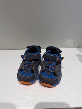 Kids Blue and Orange Athletic Sandals Striderite 4.5